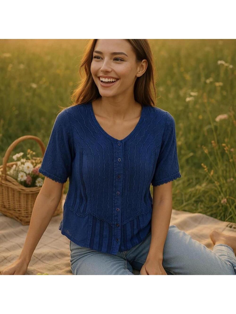 Women's Blue and Navy Blous